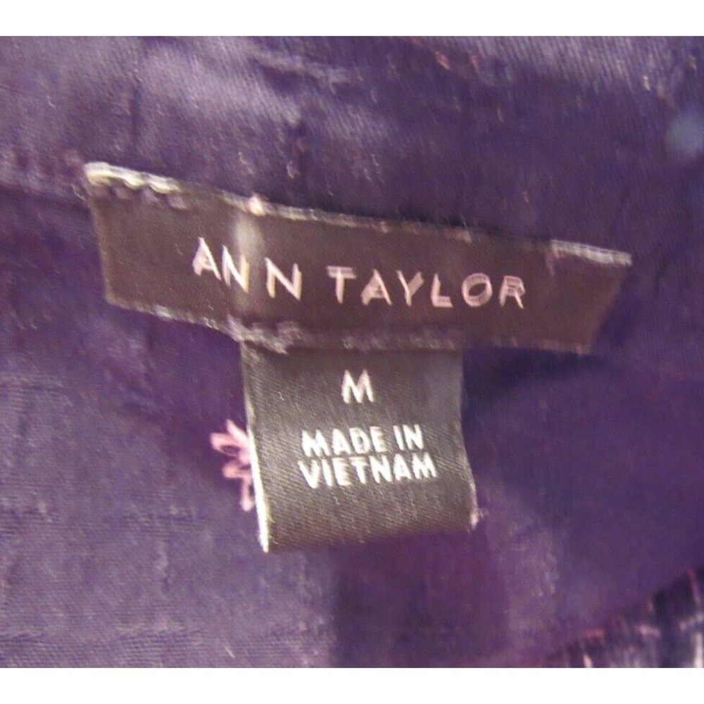 Womens Ann Taylor Short Sleeve Boho Pullover Top Black Floral Size Medium - Picture 3 of 3